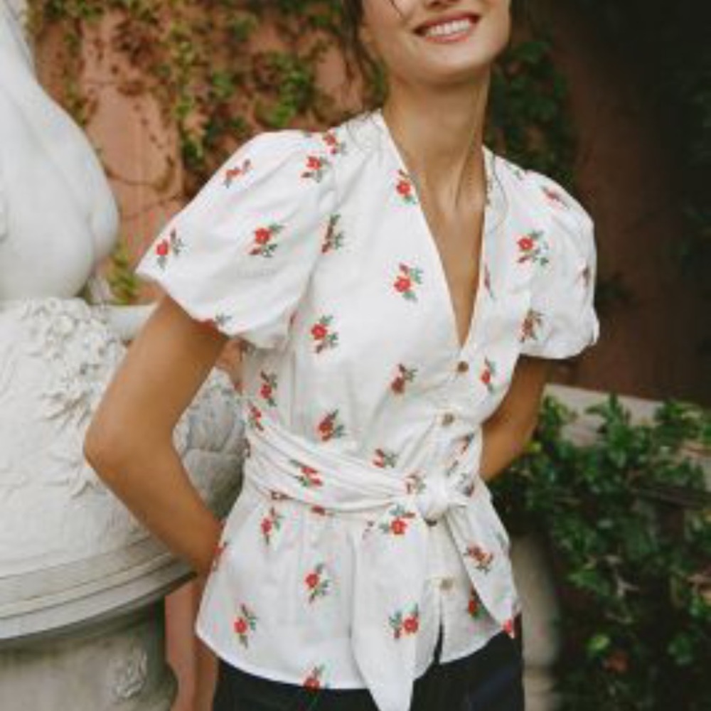 Anthropologie Rosalie Embroidered Top